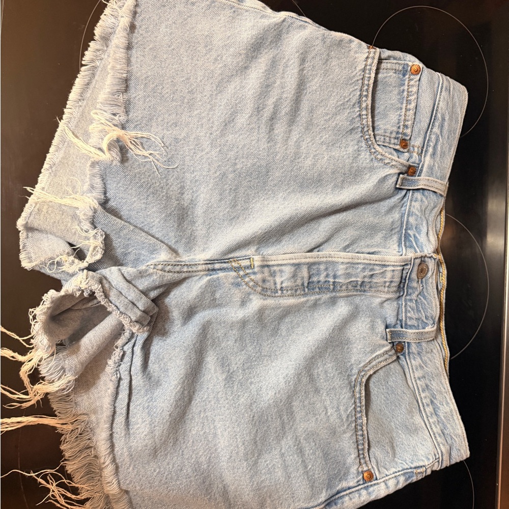 Levi's Light Blue Frayed Jean Shorts